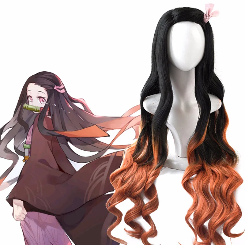 Anime Cosplay Nezuko - 카마도 네즈코 가발 네즈코 코스프레 그라데이션