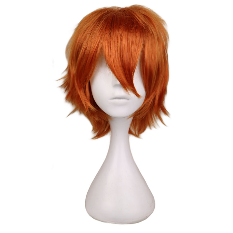 Anime Cosplay Orange Hair - 남성 여성을위한 짧은 오렌지 가발 할로윈을위한