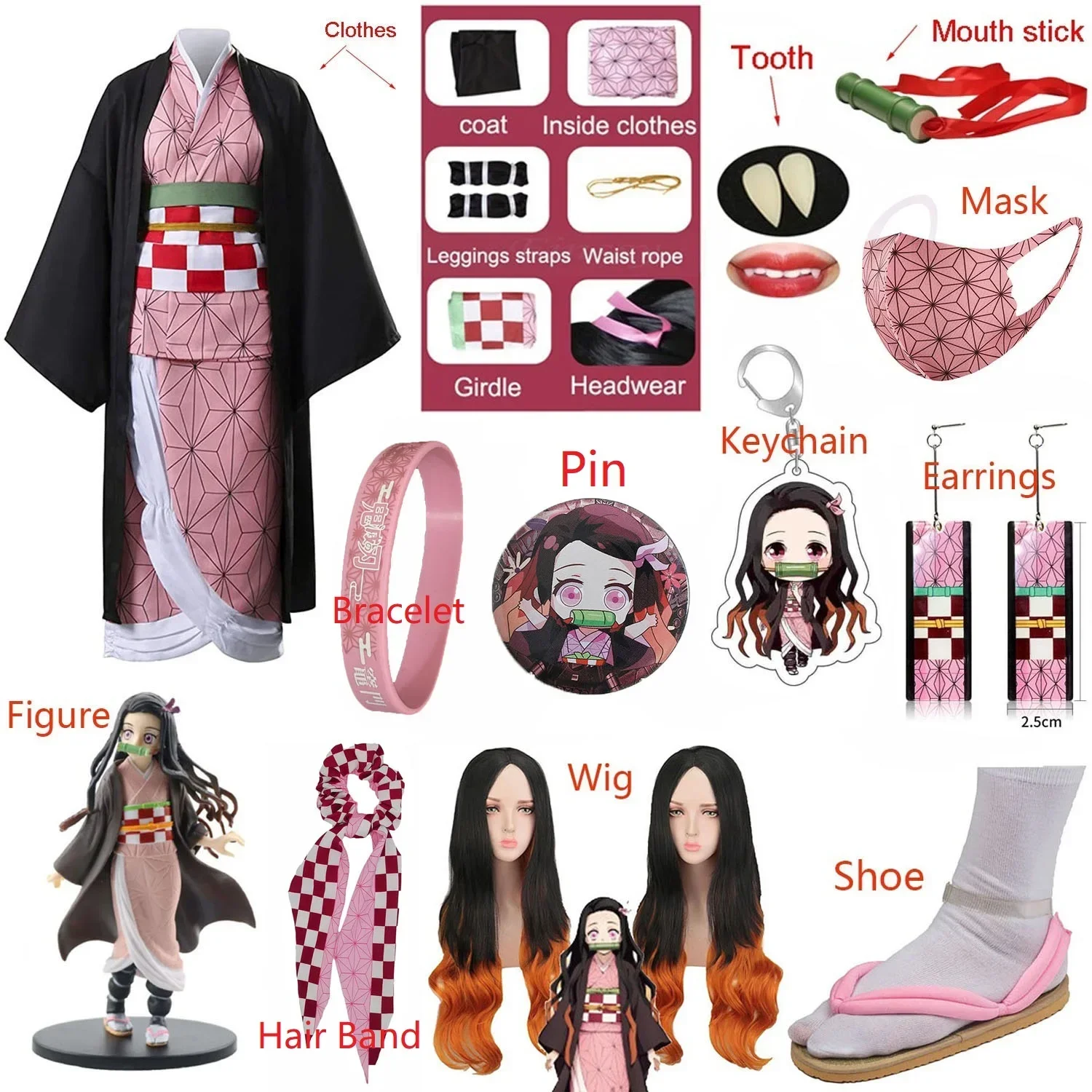 Anime Cosplay Nezuko - 성인 어린이 애니메이션 카마도 네즈코 코스튬
