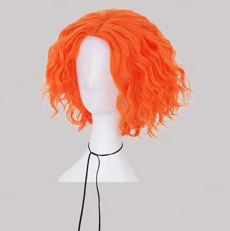매드 해터 코스프레 가발 짧은 오렌지 곱슬 가발 이상한 - Anime Cosplay Orange Hair 리뷰 및 가격