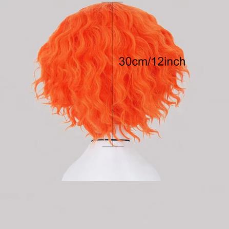매드 해터 코스프레 가발 짧은 오렌지 곱슬 가발 이상한 - Anime Cosplay Orange Hair 리뷰 및 가격