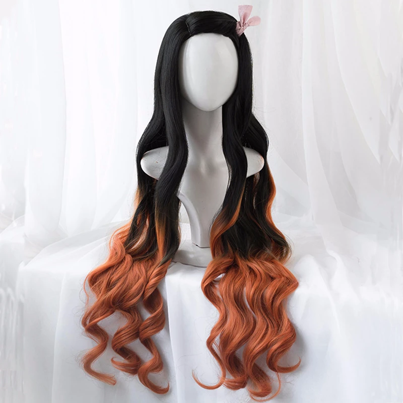 카마도 네즈코 가발 네즈코 코스프레 그라데이션 긴 머리 - Anime Cosplay Nezuko 리뷰 및 가격