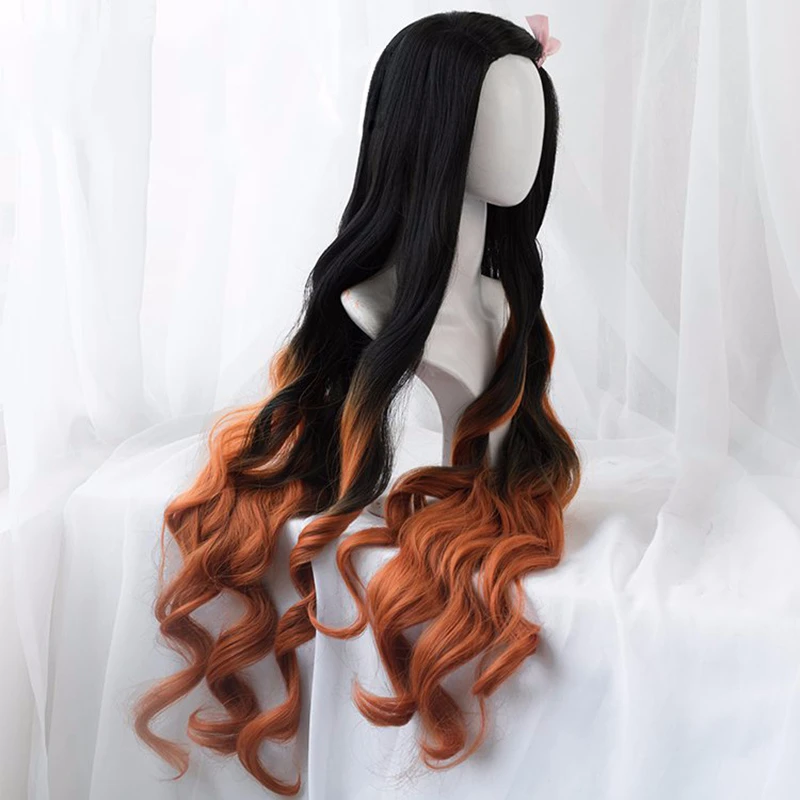 카마도 네즈코 가발 네즈코 코스프레 그라데이션 긴 머리 - Anime Cosplay Nezuko 리뷰 및 가격