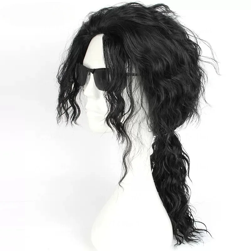 애니메이션 마이클 잭슨 코스프레 마이클 코스프레 블랙  - Anime Cosplay Long Black Hair 리뷰 및 가격