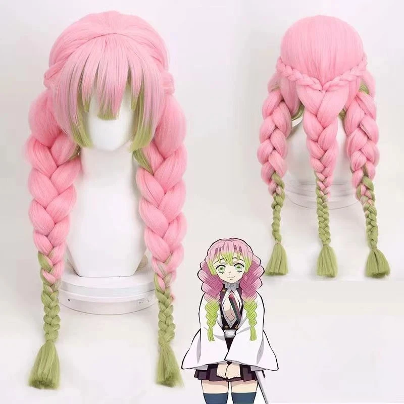 미츠리 칸로지 코스프레 가발 롱 핑크 그린 내열성 헤어 - Cosplay Anime Zenitsu 리뷰 및 가격