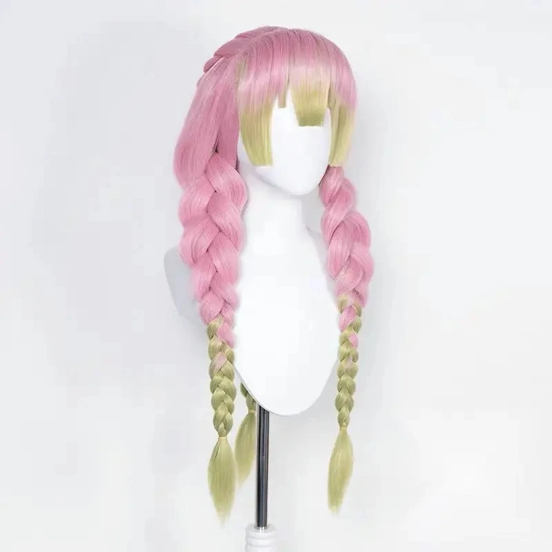미츠리 칸로지 코스프레 가발 롱 핑크 그린 내열성 헤어 - Cosplay Anime Zenitsu 리뷰 및 가격