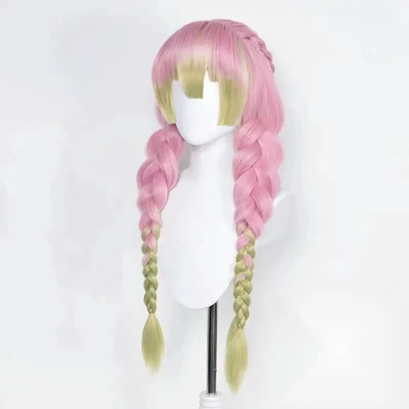 미츠리 칸로지 코스프레 가발 롱 핑크 그린 내열성 헤어 - Cosplay Anime Zenitsu 리뷰 및 가격