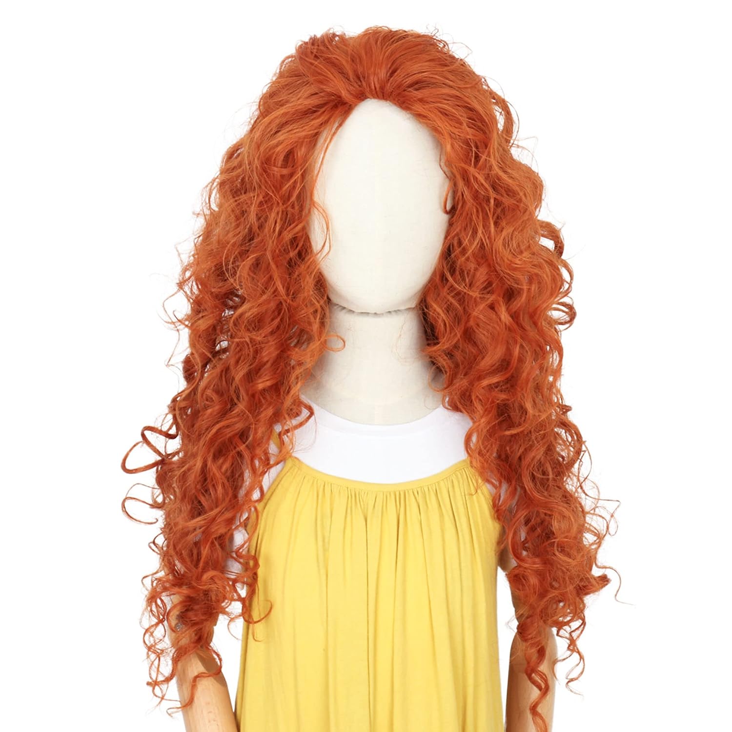 긴 오렌지색 곱슬머리 코스프레 할로윈 합성 섬유 가발  - Anime Cosplay Orange Hair 리뷰 및 가격