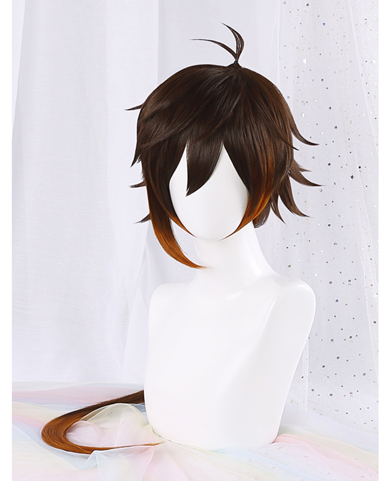 고품질 게임 Genshin Impact Zhongli  - Anime Cosplay Orange Hair 리뷰 및 가격
