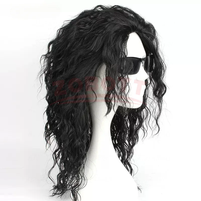 애니메이션 마이클 잭슨 코스프레 마이클 코스프레 블랙  - Anime Cosplay Long Black Hair 리뷰 및 가격