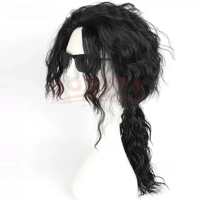 애니메이션 마이클 잭슨 코스프레 마이클 코스프레 블랙  - Anime Cosplay Long Black Hair 리뷰 및 가격