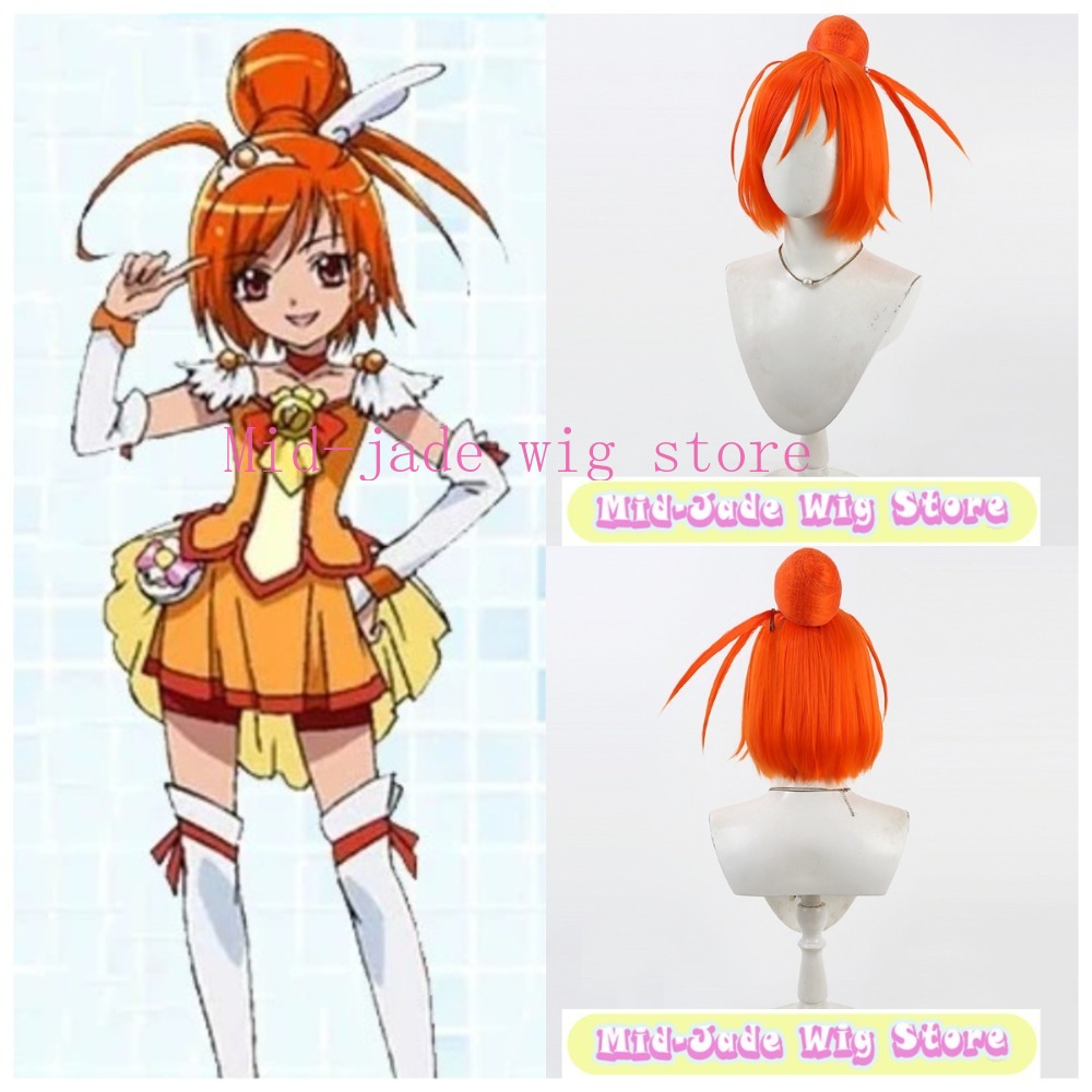 Smile PreCure 아카네 히노 코스프레 가발 내 - Anime Cosplay Orange Hair 리뷰 및 가격