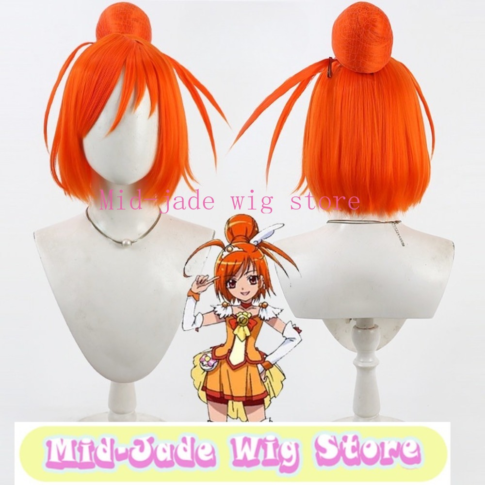 Smile PreCure 아카네 히노 코스프레 가발 내 - Anime Cosplay Orange Hair 리뷰 및 가격