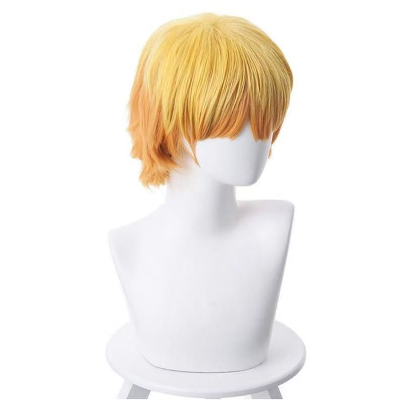 젠이츠 아가츠마를 위한 노란색 옴브레 레이어드 짧은 코 - Cosplay Anime Zenitsu 리뷰 및 가격