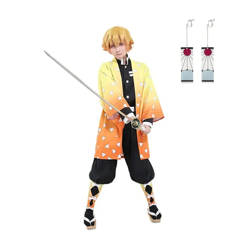 새로운 할로윈 코스프레 애니메이션 악마 슬레이어 아가츠 - Cosplay Anime Zenitsu 리뷰 및 가격